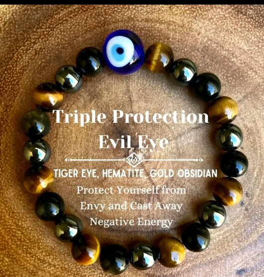 Tiger Eye Triple  Protection Bracelet